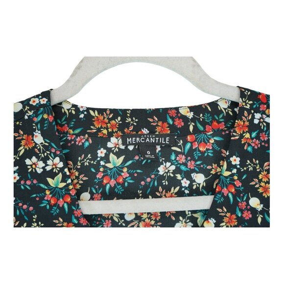 J. Crew Mercantile Ditsy Floral Flared Bell-Sleeve Bow Cuff V-Neck Blouse Size 0 - Picture 3 of 7